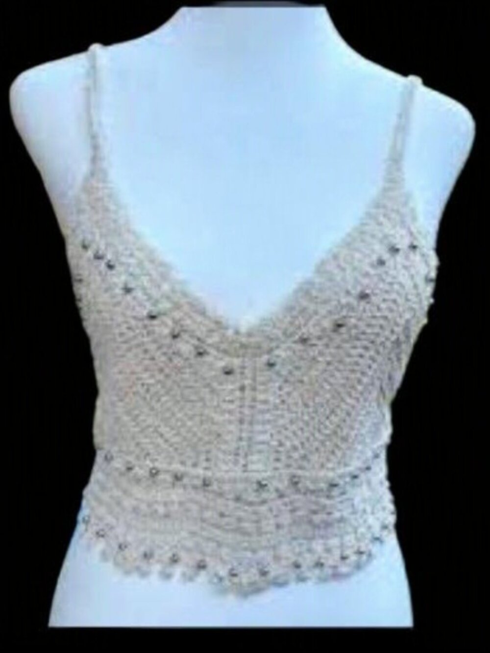 🎉NWT🎉Rebellion Crochet Cropped Top/ Silver Beading